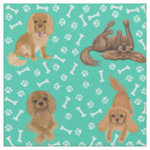Ruby Cavalier King Charles Spaniel Fabric Stof (Close Up)