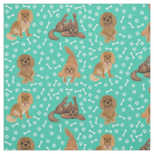 Ruby Cavalier King Charles Spaniel Fabric Stof (Swatch)