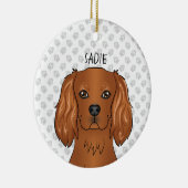 Ruby Cavalier King Charles Spaniel Head & Name Keramisch Ornament (Rechts)