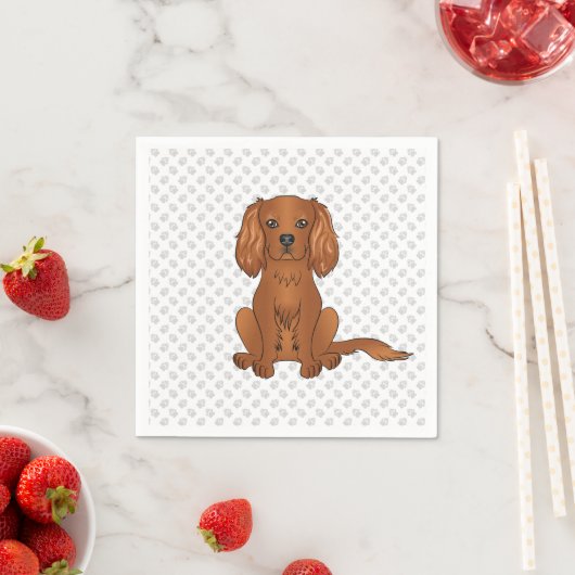 Ruby Cavalier King Charles Spaniel Hond & Pootafdr Servet (Insitu)
