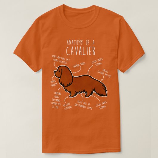 Ruby Cavalier King Charles Spaniel Hondenanatomie T-shirt (Design voorkant)