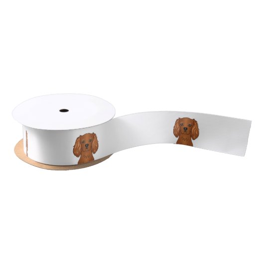 Ruby Cavalier King Charles Spaniel Hondenkop Satijnen Lint (Spoel)