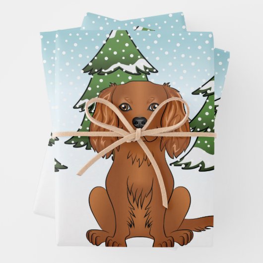 Ruby Cavalier King Charles Spaniel in Winter Inpakpapier Vel (In situ)