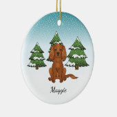 Ruby Cavalier King Charles Spaniel in Winter Keramisch Ornament (Rechts)