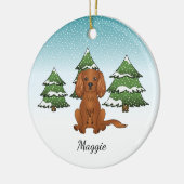Ruby Cavalier King Charles Spaniel in Winter Keramisch Ornament (Links)