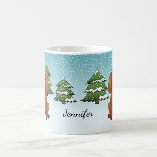 Ruby Cavalier King Charles Spaniel in Winter Koffiemok (Center)