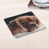 Ruby Cavalier King Charles Spaniel Kartonnen Onderzetters (Schuin)