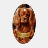Ruby Cavalier King Charles Spaniel Keramisch Ornament (Rechts)