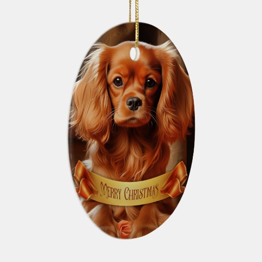 Ruby Cavalier King Charles Spaniel Keramisch Ornament (Rechts)