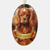 Ruby Cavalier King Charles Spaniel Keramisch Ornament (Links)
