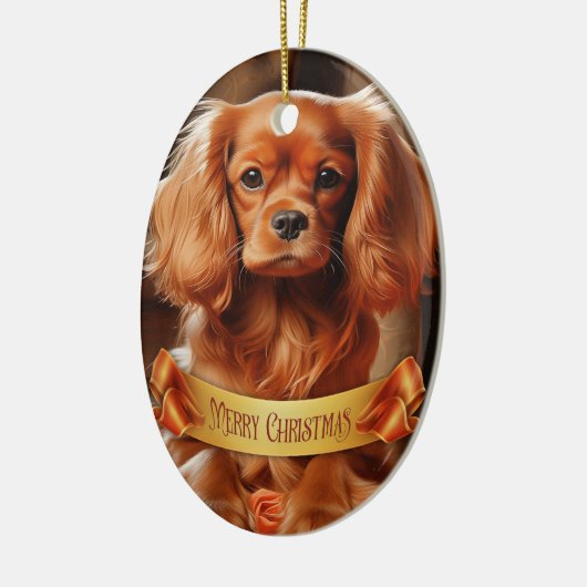 Ruby Cavalier King Charles Spaniel Keramisch Ornament (Links)