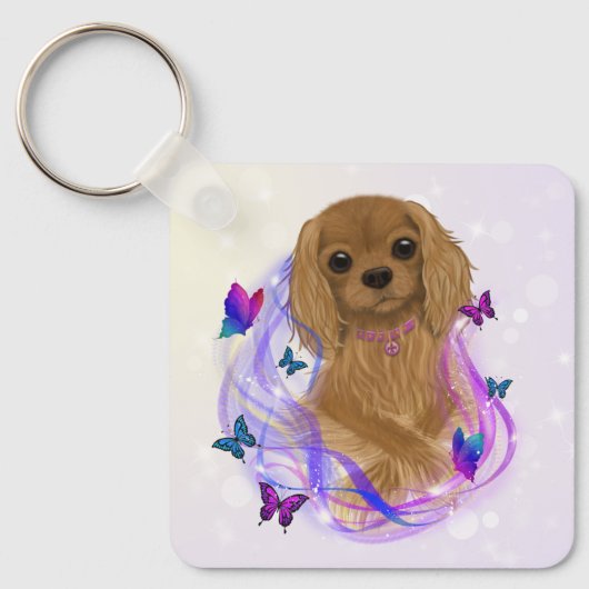 Ruby Cavalier King Charles Spaniel Keychain (Voorkant)