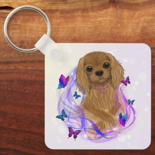 Ruby Cavalier King Charles Spaniel Keychain (Voorkant)