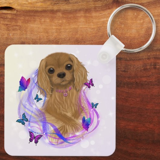 Ruby Cavalier King Charles Spaniel Keychain (Achterkant)