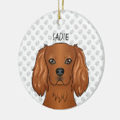 Ruby Cavalier King Charles Spaniel Kop & Naam Keramisch Ornament (Links)