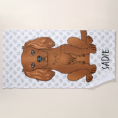 Ruby Cavalier King Charles Spaniel & Name Strandlaken (Voorkant)