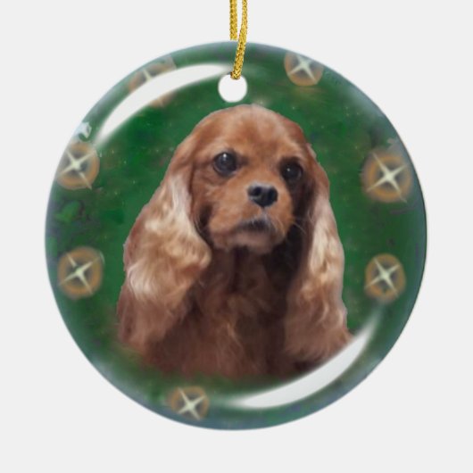 Ruby Cavalier King Charles Spaniel Ornament (Voorkant)
