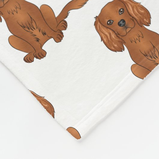 Ruby Cavalier King Charles Spaniel Patroon Fleece Deken (Hoek)