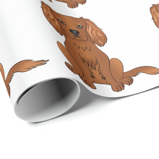 Ruby Cavalier King Charles Spaniel Pattern Cadeaupapier (Rol Hoek)