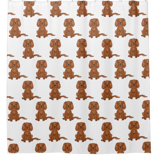 Ruby Cavalier King Charles Spaniel Pattern Douchegordijn (Voorkant)