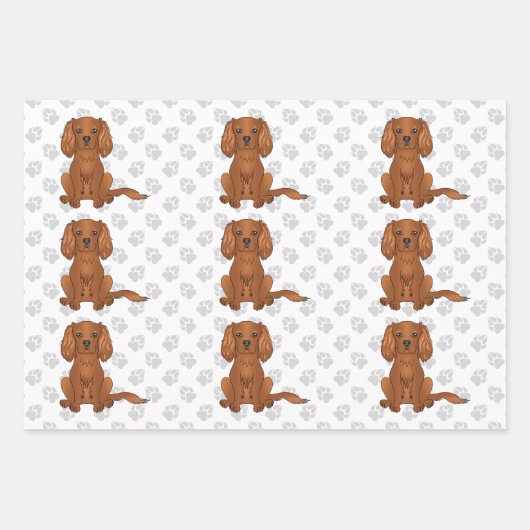 Ruby Cavalier King Charles Spaniel Pattern Inpakpapier Vel (Voorkant 2)