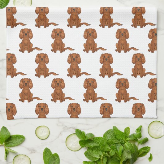 Ruby Cavalier King Charles Spaniel Pattern Theedoek (Gevouwen)