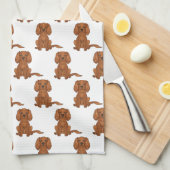 Ruby Cavalier King Charles Spaniel Pattern Theedoek (Quarter Fold)