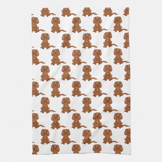 Ruby Cavalier King Charles Spaniel Pattern Theedoek (Verticaal)