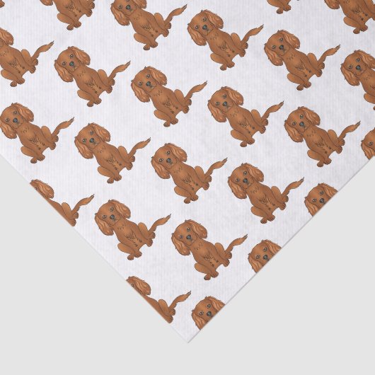 Ruby Cavalier King Charles Spaniel Pattern Tissuepapier (Detail)