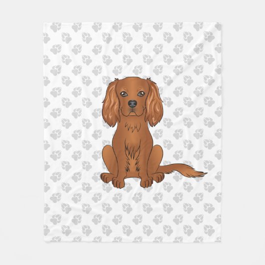 Ruby Cavalier King Charles Spaniel & Paws Fleece Deken (Voorkant)