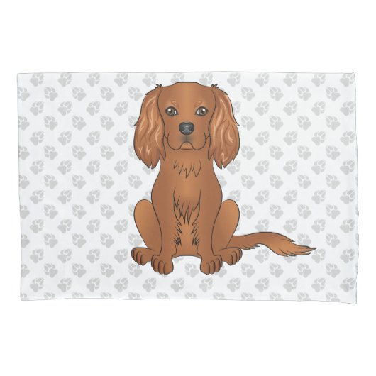 Ruby Cavalier King Charles Spaniel & Paws Kussensloop (Voorkant-Links)