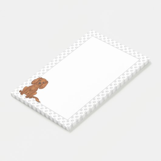 Ruby Cavalier King Charles Spaniel & Paws Post-it® Notes (Schuin)