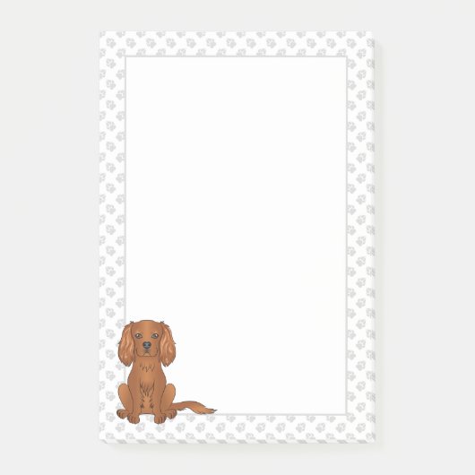 Ruby Cavalier King Charles Spaniel & Paws Post-it® Notes (Voorkant)