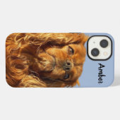 Ruby Cavalier King Charles Spaniel Puppy Dog Blue iPhone Hoesje (Achterkant horizontaal)
