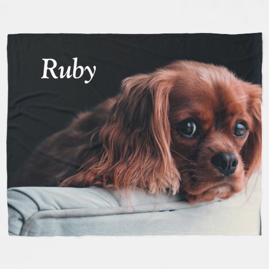 Ruby Cavalier King Charles Spaniel Puppy Dog Fleece Deken (Voorkant (Horizontaal))