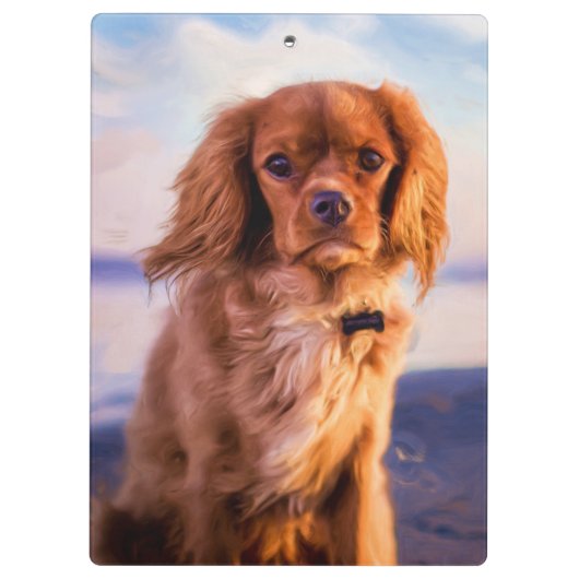 Ruby Cavalier King Charles Spaniel Puppy Dog Klembord (Achterkant)