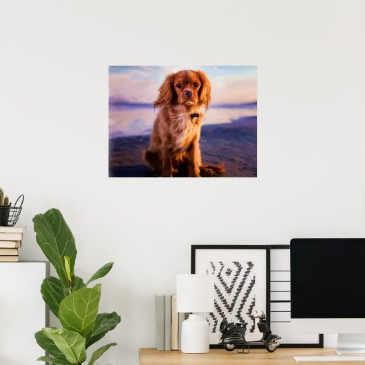 Ruby Cavalier King Charles Spaniel Puppy Dog Poster (Thuiskantoor)
