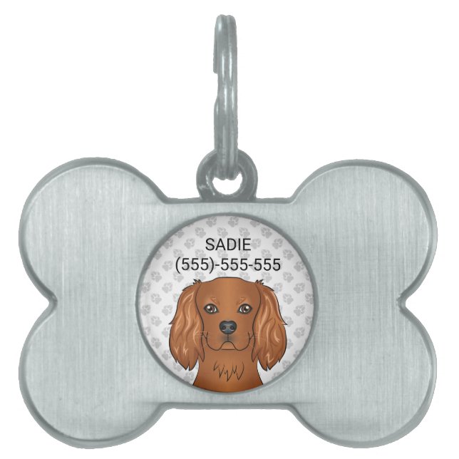 Ruby Cavalier King Charles Spaniel & Tekst Huisdieren Naamplaatje (voorkant)