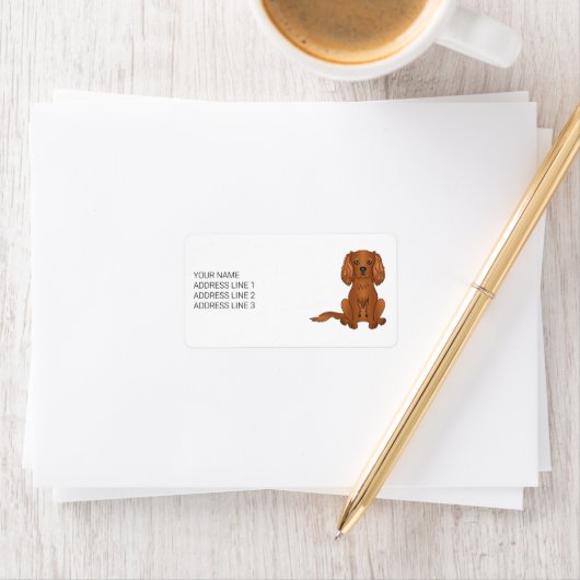 Ruby Cavalier King Charles Spaniel & Text Etiket (Insitu)