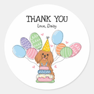 Ruby Cavalier King Charles Spaniel Verjaardag Ronde Sticker