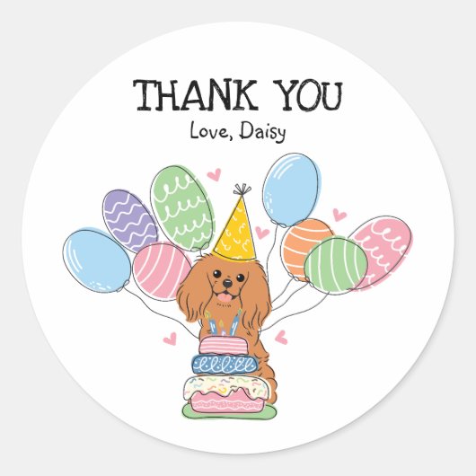 Ruby Cavalier King Charles Spaniel Verjaardag Ronde Sticker (Voorkant)