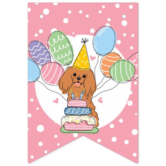 Ruby Cavalier Koning Charles Spaniel Verjaardagsfe Vlaggetjes (Eerste vlag)