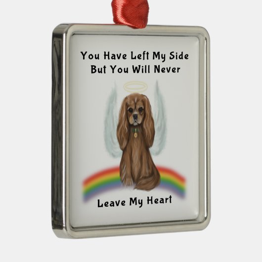 Ruby Cavalier Pet Loss Memorial Gift Metalen Ornament (Rechts)