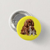 Ruby Cavalier Spaniel en haar Blenheim pup Ronde Button 3,2 Cm (Voorkant /achterkant)