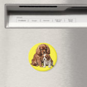 Ruby Cavalier Spaniel en haar Blenheim puppy Magneet (Insitu (Vaatwasser))