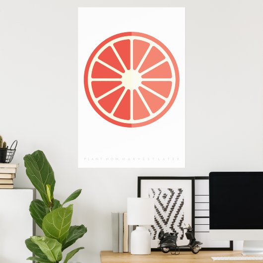 Ruby Citrus Retro Fruit Poster 60's 70-citaat (Thuiskantoor)