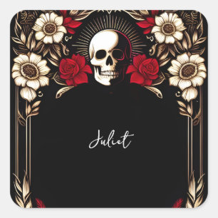 Ruby Claret Wit Hart Rood Zwart Vrijgezellenfeest Vierkante Sticker