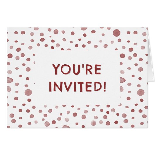 Ruby Confetti Watercolor Stippen Verjaardagsuitnod (Voorkant Horizontaal)