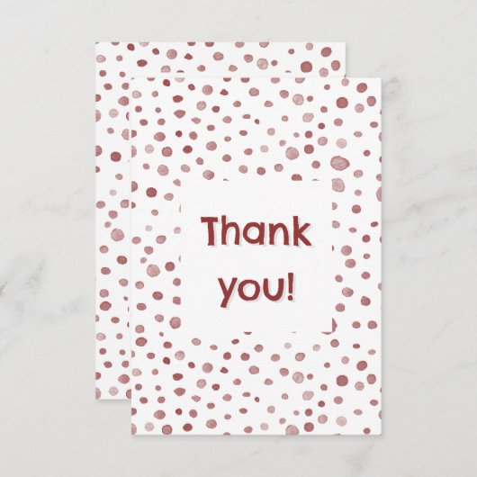 Ruby Confetti Waterverf Stippen Bedankt Card (Voorkant / Achterkant)