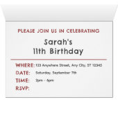 Ruby Confetti Waterverf Stippen Verjaardag Uitnodi (Binnen Horizontaal (Onder))